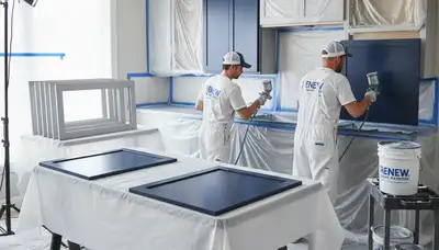 Professional cabinet painting in Indianapolis IN kitchen by expert house painters