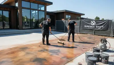 Professional concrete staining on garage floor in Indianapolis, IN by expert painting contractors