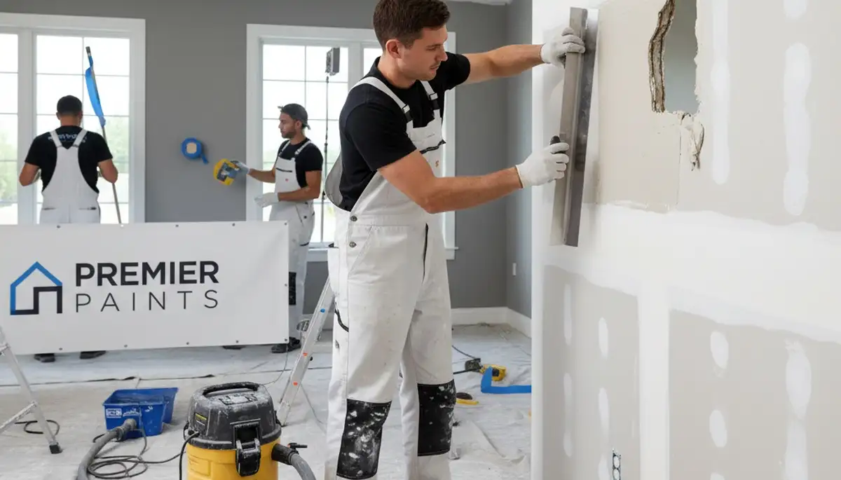 Professional drywall repair and wall restoration in Indianapolis, IN home by expert painters