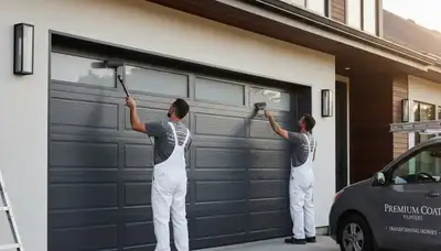 Professional garage door painting by house painters in Indianapolis, IN for lasting curb appeal