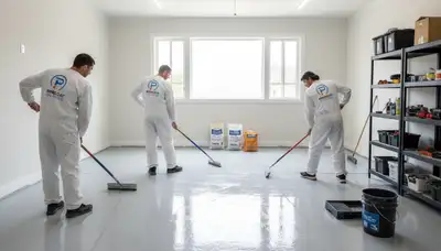 Epoxy garage floor coating by professional painters in Indianapolis, IN for durable, polished finish