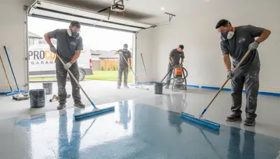Professional epoxy garage floor coating in Indianapolis IN for durable, polished concrete finish