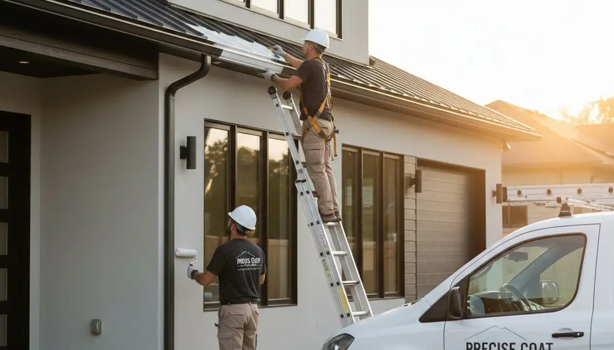 Professional gutter painting on a residential home in Indianapolis, IN by expert local painters