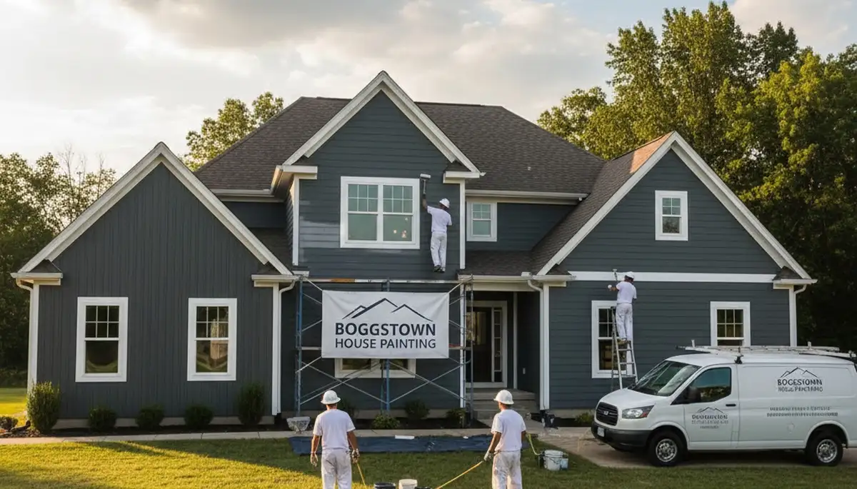 Professional house painters working on exterior home in Indianapolis, IN