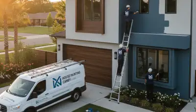 Professional house painters working on exterior home in Indianapolis IN
