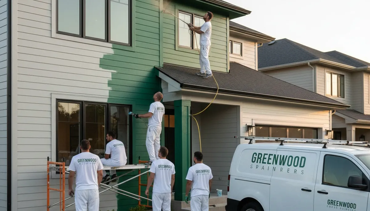 Professional house painters painting home exterior in Indianapolis IN