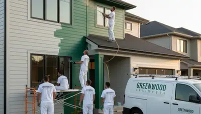Professional house painters painting home exterior in Indianapolis IN
