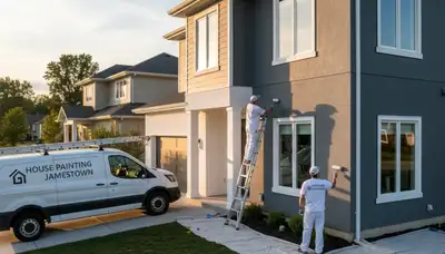 Professional house painters working on residential exterior in Indianapolis IN