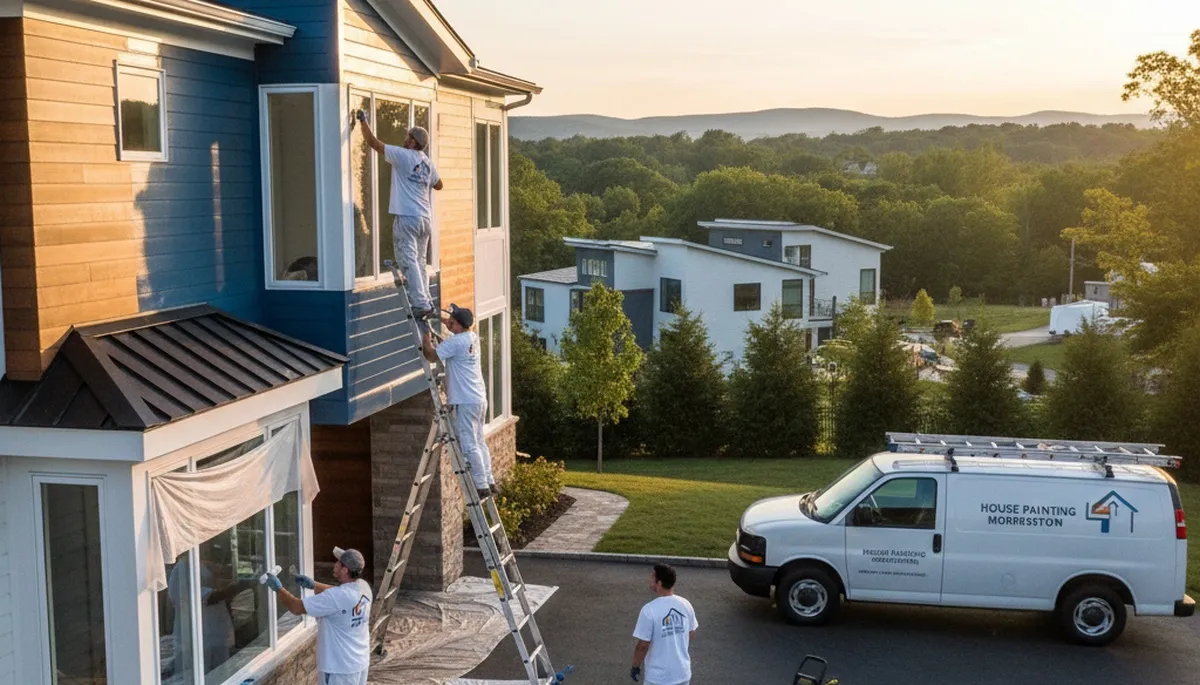 Professional house painters working on exterior home in Indianapolis IN