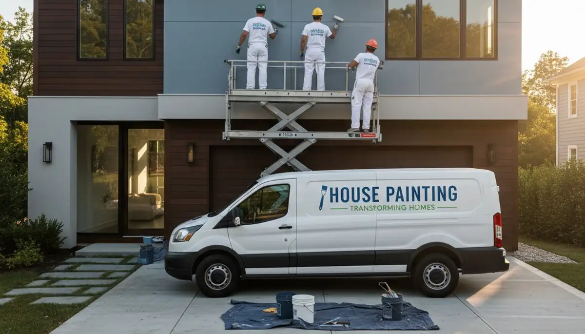 Professional house painters working on exterior home painting in Indianapolis, IN