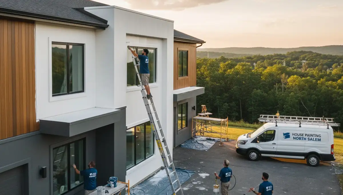 Professional house painters working on residential exterior in Indianapolis IN