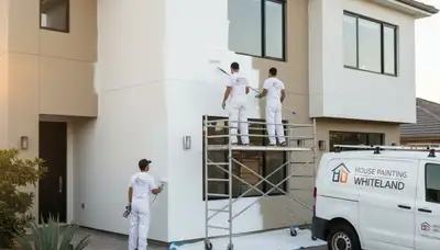 Professional house painters working on residential exterior in Indianapolis, IN
