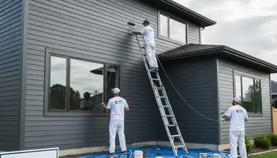 Professional siding painting on Indianapolis home by expert exterior house painters