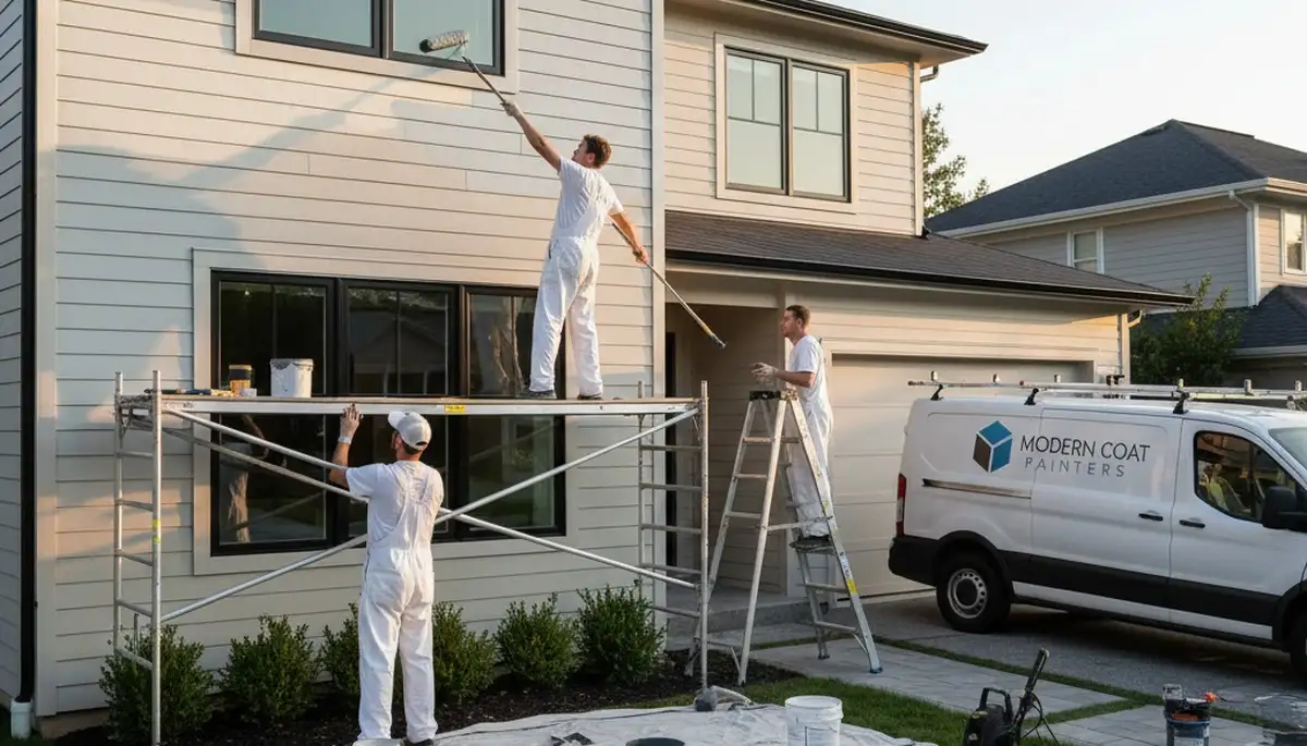 Professional siding painting on Indianapolis home by expert local painters