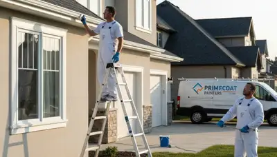 Professional trim and fascia painting on Indianapolis home exterior by expert local painters