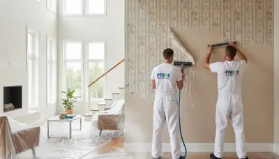 Professional wallpaper removal service in Indianapolis IN, expert painters stripping old wall coverings