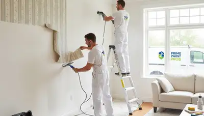 Professional wallpaper removal service in Indianapolis IN with clean wall stripping and surface prep