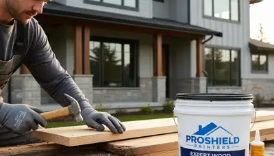 Professional wood rot repair on home siding by expert painters in Indianapolis, IN